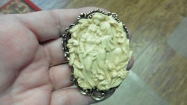 CL43-13) Romantic Lovers Man Woman Couple Cameo Ivory Pin Pendant Jewelry Brooch - £29.28 GBP