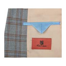Mens Suit RENOIR English Plaid Window Pane Stretch Slim Comfort 293-7 Gray Brown image 6