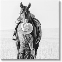 Cowboy Petting Horse Canvas Wall Art Design By Pburchettephoto - $64.99