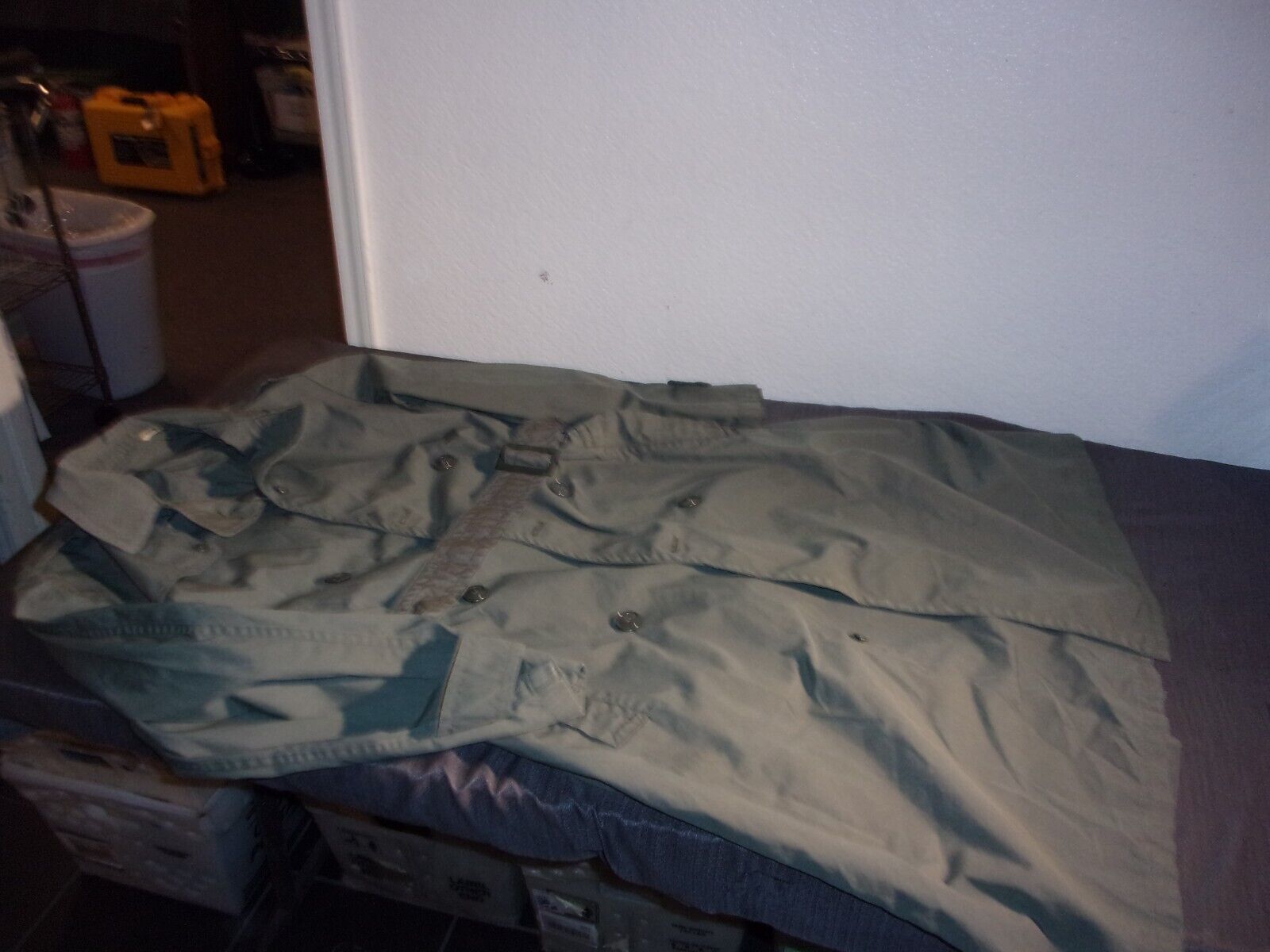 1969 VINTAGE USGI ARMY GREEN 274 QUARPEL MAN&#39;S UNIFORM TRENCH COAT RAINC... - $38.06