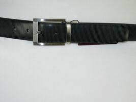 Mens VALENTINI Textured Leather Belt Classic Pin Buckle Reversible sw68 Black image 11