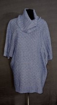 Chicos Sz 2 Periwinkle Blue Cowl Neck Sweater Size Large Womens Silver Chunky - £17.24 GBP