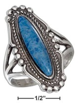 Sterling Silver Elongated Oval Reconstituted Denim Lapis Ring - £175.85 GBP