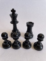 Plastic staunton chess pieces Tournament Whitman Style Black King Knight Pawn - £5.30 GBP