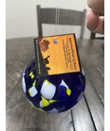 Appalachian Glass Friendship Ball Cobalt Blue Yellow Art Glass Orb Signe... - $24.74