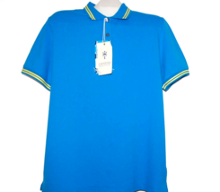 Ganesh Blue Yellow Trim Men&#39;s Cotton Polo Shirt Size 2XL - $54.84