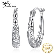 JewelryPalace Hollow Hearth Love 925 Silver Hoop Earrings Fashion Vintage Statem - £16.54 GBP