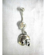 NEW FOOTBALL HELMET SPORTS FAN CHARM on DOUBLE CLEAR 14g BELLY RING SS B... - £4.78 GBP