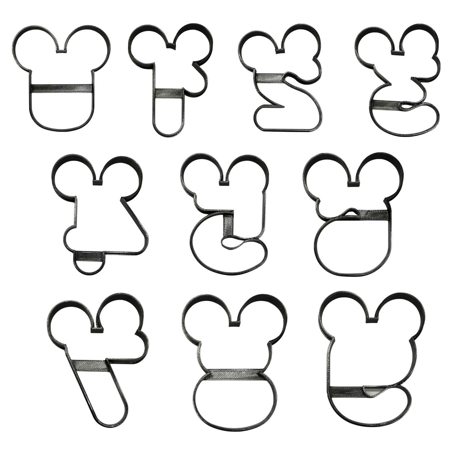 Mickey Mouse Outline Numbers 0 To 9 Set Of 10 Cookie Cutters Made in USA PR1643
