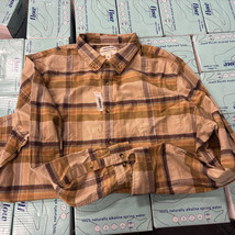 Goodthreads Men&#39;s Slim Fit Long Sleeve Stretch Tan Plaid XXL shirt - $94.84 MXN