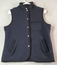Rafaella Vest Womens Small Black Cotton Sleeveless Pockets Collared Button Front - £12.77 GBP
