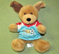 VINTAGE BUILD A BEAR BROWN SUGAR DOG SOCCER T SHIRT 10&quot; PLUSH STUFFED AN... - £12.62 GBP