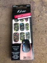 Kiss Nail Dress Stickers Art Wrap Strips Neon Stars Design pink blue yellow - £3.23 GBP