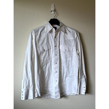 Vtg Wrangler White Button Shirt Men’s L Long Sleeve Flaws PTP 23 Western... - $24.00