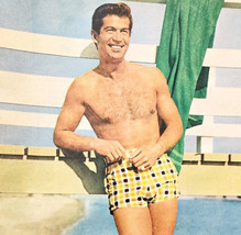 1955 George Nader Photo Play Magazine Page Classic Actor Beach Swim Trun... - €17,22 EUR