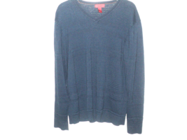 Alfani Slim Fit Sweater Pullover Men&#39;s Size L Navy Blue V Neck Cotton &amp; ... - $21.29