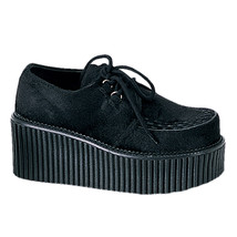 DEMONIA CRE202/B/FUR Women&#39;s Fuzzy Black Lace Up 3&quot; Platform Creepers Go... - $1,595.62 MXN