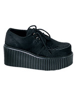DEMONIA CRE202/B/FUR Women&#39;s Fuzzy Black Lace Up 3&quot; Platform Creepers Go... - $114.81 CAD