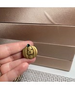 Gold Pumpkin Brooch with Green Gem - $7.70