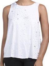 NWT Terez Star Wars Silver Metallic Foil Print Tank Top White L - $558.00 MXN