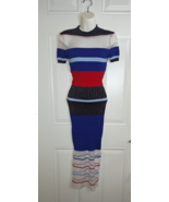 Fashion Nova Red White Blue Black Shimmer Color-Blocked Knit Dress Size XS - $37.99