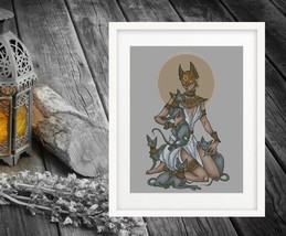 Bastet cross stitch gothic pattern pdf - Sun Goddess cross stitch Egypti... - £7.85 GBP