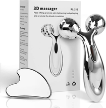 Stainless Steel Gua Sha and Face Roller Set, Facial Tool for Face Sculpting, Met - £12.21 GBP