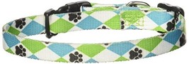 Casual Canine Nylon Pooch Patterns Dog Collar, Fits Necks 6&quot; to 10&quot;, Blue Argyle - £7.28 GBP