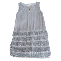 Max Studio Speciality Products Sequin Flapper Shaker Style Silver Shift Dress M - £37.96 GBP