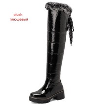 Waterproof Women High Snow Boots Warm Fur Plush Black Platform Over the Knee Boo - £75.38 GBP