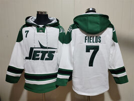 Justin Fields Jets White Lace-Up Pullover Hoodie - $63.20