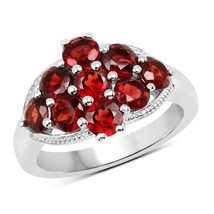 Beautiful 2.88 CTW RED Garnet Sterling Silver Designer Ring - £220.43 GBP