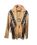 Leather Fringe Beaded Western Cowboy Native American Style Jacket 3XL - $200.00