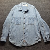 Levis Strauss Signature Mens Sz XL Blue Denim Long Sleeve Button Up Shirt Vtg - £19.03 GBP