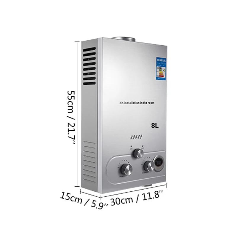 VEVOR 6L/8L/10L/12L/16L/18L LPG Propane Gas Instant Hot Water Heater Boiler Outd - £374.68 GBP