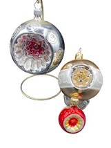 3 Vintage Mercury Glass Christmas Ornaments Indented Glitter, Mica - £26.66 GBP