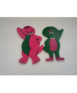 Hand made Barney the purple dinosaur and baby Bop wooden wall hangings d... - $27.08 CAD