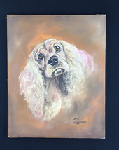 Vintage Original Oil Painting Cocker Spaniel Signed Don Lawrence Beige 1... - $70.09