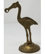 Brass Giraffe Ostrich Figurine Gold Color Combination Animal India Vintage - $15.16