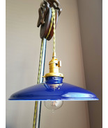 Blue Porcelain Enamel Shade: 10&quot; Rounded Metal, 2-1/4&quot; fitter, Industria... - £23.55 GBP