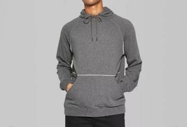 Original Use™ Men&#39;s French Terry Raw Edge Raglan Hooded Charcoal Sweatshirt XS - £23.60 GBP