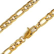Figaro Chain Necklace Gold Stainless Steel 3mm Wide 15-30-Inch Long Mens... - £13.36 GBP