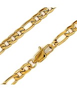 Figaro Chain Necklace Gold Stainless Steel 3mm Wide 15-30-Inch Long Mens... - £13.42 GBP