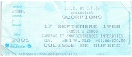 Vintage Scorpions Concert Ticket Stub Septembre 17 1988 Colisee De Quebec - £37.13 GBP
