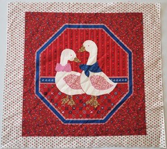 2 Country Geese Red Quilting Crafting Sewing Pillow Panel 17.5&quot; x 18.5&quot; Vintage - £4.73 GBP