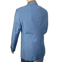 Men's Mono Turkey Sport Coat 100% Super 180s Wool 1480-01 Blue Plaid image 8