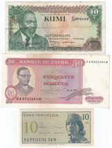Indonesia, Kenya, Zaire, Lot of 3,  All Different Banknotes, Rare Collec... - $10.53