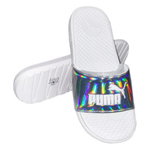 Nwt Puma Msrp $48.99 Cool Cat Distressed Women Silver Slip On Slides Sandals 7 8 - £17.23 GBP