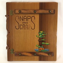 1950s Wooden Photo Album Scrapbook Unused Blank Brass Leather Painted Tree House - £59.54 GBP