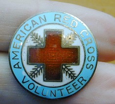 Antique Enamel Red Cross Volunteer Pin Pinback Button Badge - £23.59 GBP